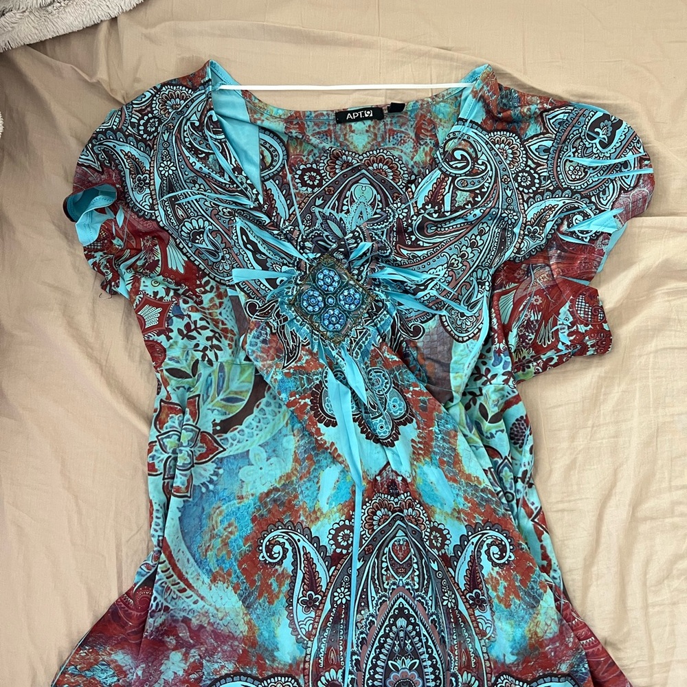 Apt. 9 Women's Paisley Blouse - Blue and Red